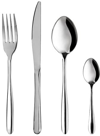 KASANOVA set posate 6 persone, set posate 24 pezzi acciaio inox con forchetta, coltello, cucchiaino e cucchiaio (Alfa)