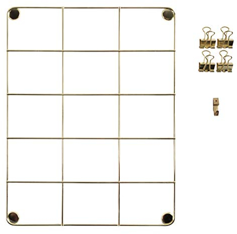 Exacompta - Réf. 12355E - 1 Tableau photos métallique en métal doré - Format 21,7x28,1cm - aimant dans les coins, 4 pinces, 1 crochet et 1 pointe de fixation