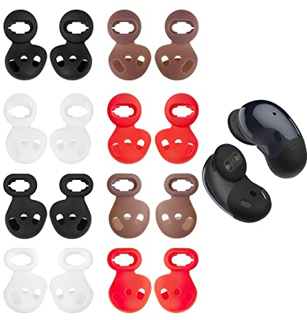 kwmobile 16x Ear Buds kompatibel mit Samsung Galaxy Buds Live - Size S und L - Silikon Ohrbügel Ohrstöpsel Zubehör - Bügel für In-Ear Kopfhörer - Schwarz Weiß Rot Braun