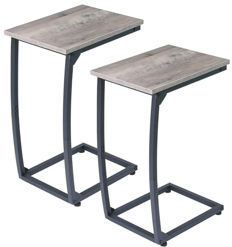 LAKEMID C-förmiger Beistelltisch 2er-Set, Beistelltisch für Couch, Gebogene Stützbeine, TV-Tablett, Tisch für Wohnzimmer, Schlafzimmer, (Lvory)