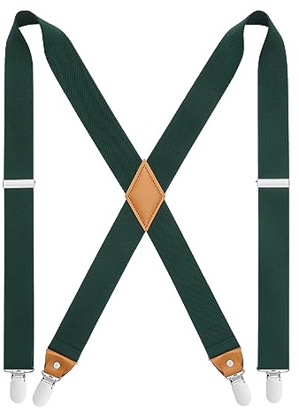 HISDERN Tirantes para hombres con 4 clips muy fuertes Tirantes para trabajo pesado Sujetador ajustable estilo X