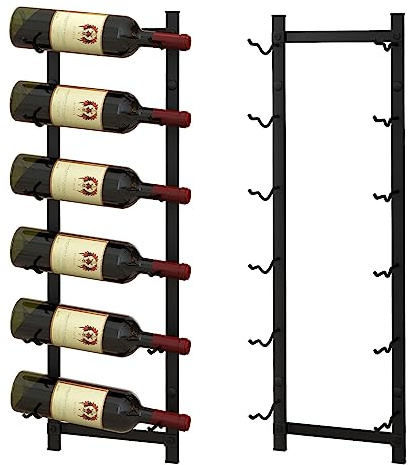 COSTWAY Porte Bouteille Mural, Étagère à Vin en Métal pour 6 Bouteilles, Casier à Vin pour Cuisine, Bar, Salle à Manger, Cave, Noir
