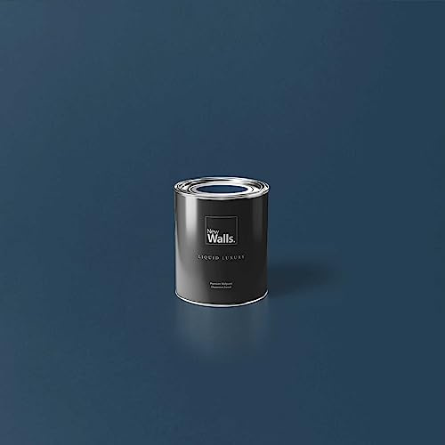 New Walls Pintura de emulsión líquida de lujo para interiores, color azul oscuro, 1 litro