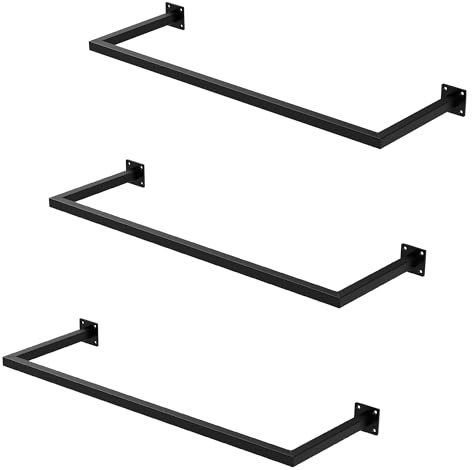 ML-Design Set 3x Percheros de Pared 90x30 cm de Acero Inoxidable Negro para Vestidor Armario Baño o Cocina, Barra de Almacenamiento hasta 50kg para Ropa Toallas o Utensilios Incl. Material de Fijación