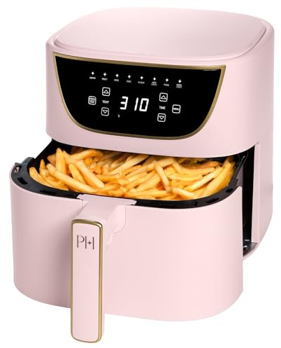 Paris Hilton Air Fryer, Large 6-Quart Capacity, Nonstick Made without PFAS, Touchscreen Display, 8-in-1 (Air Fry, Roast, Broil, Bake, Reheat, Keep Warm, Pizza, Dehydrate), Dishwasher Safe, Pink