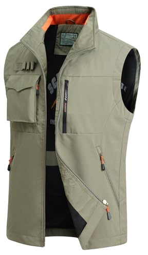 MeiLayM Homme Gilet de Pêche Multi-Poches Léger de Plein air Sans Manches Pour Loisirs Camping à Séchage Rapide Veste De Sport et Photographie