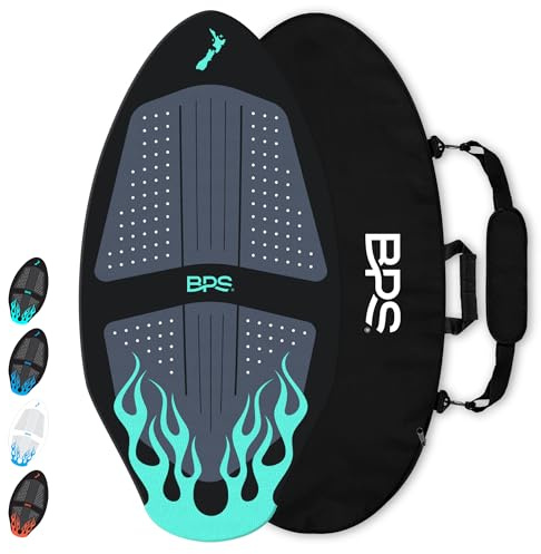 BPS 'Flame' Skimboard (40 Inch, Black/Cyan) with RPET Bag