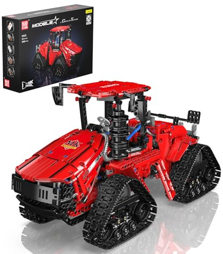 Mould King 18020 Technik Ferngesteuert Traktor Bausteine CASE 600 Raupenschlepper Traktor Rasenmaeher Klemmbausteine Mit Motor Kompatibel mit Andere Marken (1698 Teile)