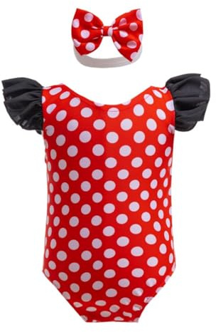 Lito Angels Traje de Baño Ratona Una Pieza con Diadema para Nadar para Niñas Pequeñas Talla 2-3 años