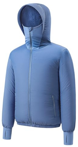 Meichoon Chaqueta Protectora Contra el sol para Hombre Camisa Solar Ligera de Manga Larga con Capucha y Ventiladores Ropa Refrescante Ideal para Trabajos a Alta Temperatura