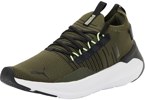 PUMA Unisex Softride Symmetry Fuzion Ls Road löparsko, Mörk oliv Puma svart fisigt ljus, 37 EU