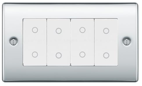 BG Nexus Polished Chrome Quad Secondary Touch Dimmer Switch White Inserts NPCTDS4W