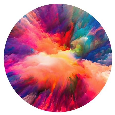 DEQORI Carta da parati rotonda autoadesiva Ø 80 cm | motivo nuvola colorata | tela tessile – staccabile, decorativa e indeformabile – per soggiorno, ufficio, corridoio o cameretta dei bambini