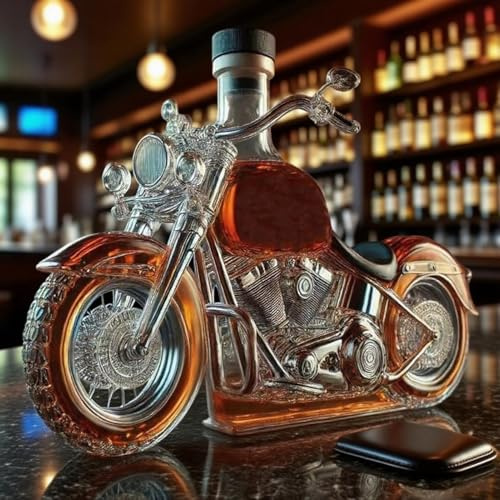 300ML Whiskykaraff – statykonst, 3D-motorcykelformad handgjord whiskyflaska, motorcykel stil whiskykaraff, vinförvaringsbehållare (silver)