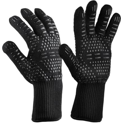Guanti da cucina, resistenti al calore, ignifughi, guanti ignifughi per barbecue, cottura al forno, friggere, campeggio, falò, uomini, donne, cuochi, grigliate, preparazione cibo all'aperto