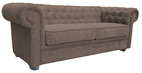 Sofas and More Sofabed Venus Stylish 3 Seater 2 Seater Ocean Brown Cream Settee Chesterfield Style (3seater, Brown)