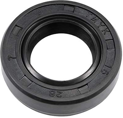sourcing map Oil Seal TC 16x28x7mm Nitrile Rubber Cover | Double Lip w/ Spring, Black for Bearing Shaft