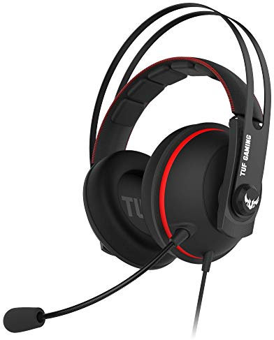 ASUS TUF Gaming H7 PC- und PS4-Gaming-Headset mit integriertem 7.1 virtuellem Surround und verbesserten Ohrpolstern für Brillenkomfort, Rot