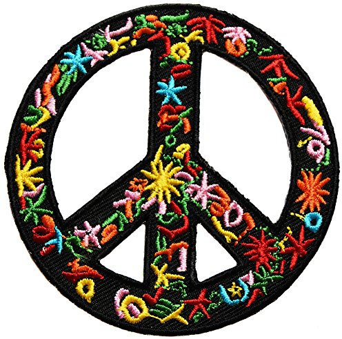 ecusson peace love hippie 70 rasta jamaique reggae thermocollant 7,5cm patche badge