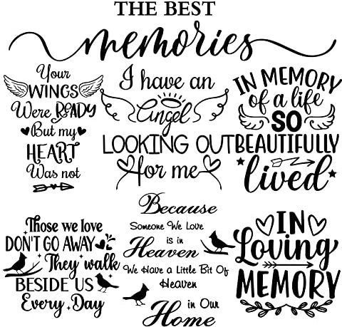 Fuutreo 7 Pcs Memorial Decals Vinyl Wall Quotes Stickers Peel and Stick Saying Sticker Because Someone We Love is in Heaven Large Wall Decal for Losing Home Living Room Decor