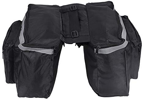 Bike Bag, Black 25L 600D Waterproof Mountain Road Bike Carrier Rear Seat Tail Carrier Trunk Double Bag, with Reflective Trim, for Outdoor Sports