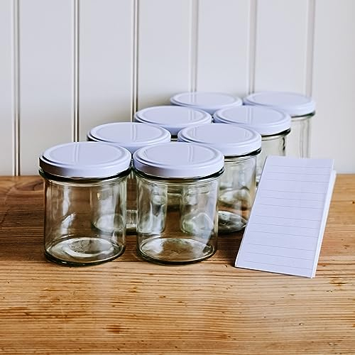 350 ml Marmeladengläser (10 Stk.) Einweckgläser mit Etiketten Twistoff Deckel Weiß Einmachglas Weck Einmachgläser Vorratsgläser Schraubdeckel (10 Stk.)
