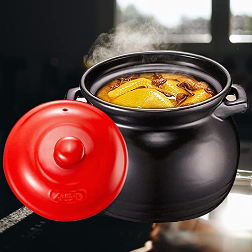 CIRONI Cocotte en Terre Cuite avec Couvercle - Cocottes avec Couvercles Soupière, Ustensiles de Cuisine de Qualité Supérieure avec Couvercle, Casserole Facile à Nettoyer,Black-4.6L