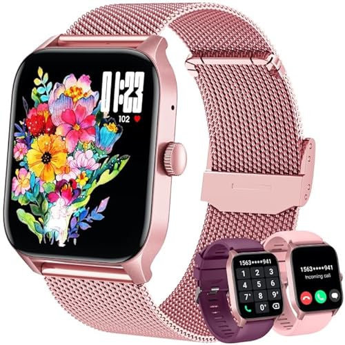 Reloj Inteligente Mujer Smartwatch con Llamadas: 1.83 Podometro Pulsera de Actividad Pulsometro Presion Arterial Sueño 100+ Modos Deportivos Smart Watch Women IP67 Impermeable para Android iPhone