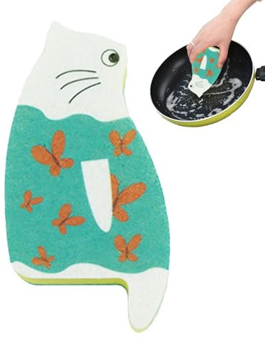 Spugna Per Piatti Per Gatti, Spugne Per Piatti | Spugna A Forma Di Gatto Per La Pulizia Della Cucina, Resistente Spugna Abrasiva Antigrasso, Versatile Lavapiatti Per Pentole E Padelle Pulite