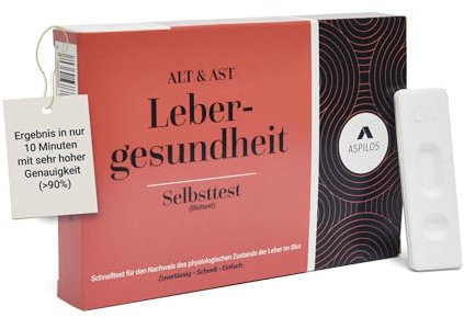 ASPILOS Lebergesundheit (AST&ALT) Selbsttest - Schnelle Ergebnisse für Zuhause - Zuverlässig & Präzise - Medizinische Tests mit Labor-Qualität