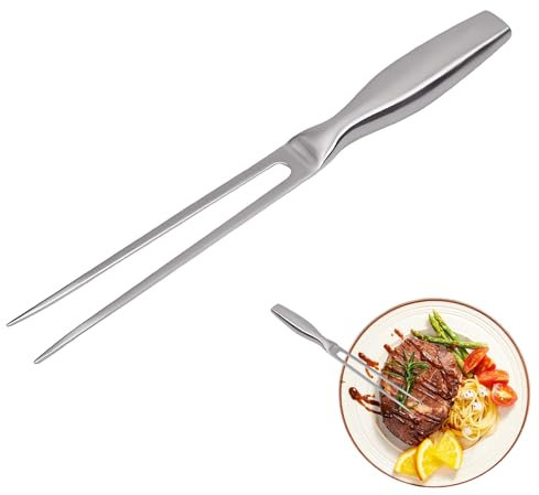 Xiciki Forchetta per carne, in acciaio inox, con manico ergonomico, durevole e lavabile in lavastoviglie, forchetta per arrostire, barbecue, tacchino e affettare carne, utensile da cucina ideale