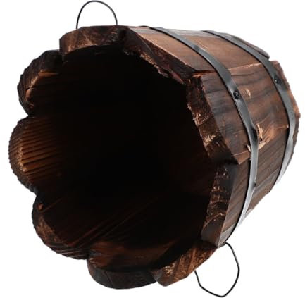 UKCOCO Maceta De Barril De Madera Reutilizable Estilo Vintage Pequeña y Redonda para Jardín Balcones Plantas De Flores y Verduras Maceta para Patatas Jardinera De Barril