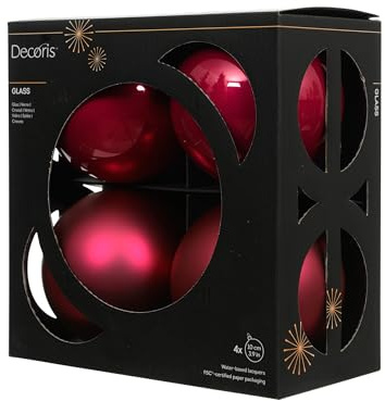 Kaemingk Weihnachtskugeln Glas 10cm 4 Stück - matt & glänzend - Große Christbaumkugeln Weihnachtsbaumkugeln für Weihnachten - Christbaumschmuck & Weihnachtsbaumschmuck - Festlich Rosa
