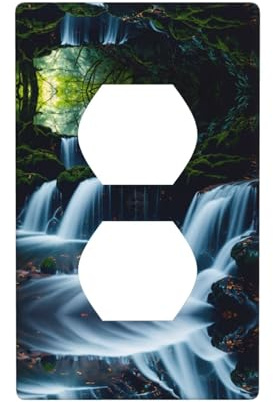 Phayah Gran patrón de cascada dúplex receptáculo de pared placa de pared tamaño estándar policarbonato termoplástico doble enchufe cubiertas