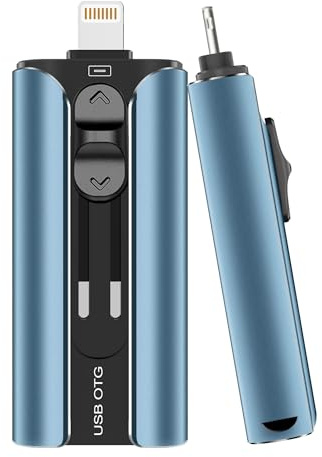 MFi Certified Flash Drive 256GB for iPhone Thumb Drive Photo Stick, High Speed USB Memory Stick iPhone Flash Drive for Photos Videos, External Storage Jump Drive for iPhone/iPad/Android/PC (Blue)