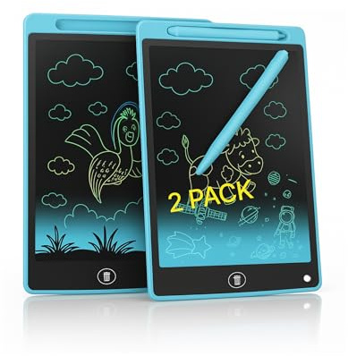 2 Pack LCD Writing Tablet 8.5 Inch, Digital Writing Pads, Colour Screen, Graffiti Board, Drawing Writing Tablet (Pink and blue available) (2 Blue)