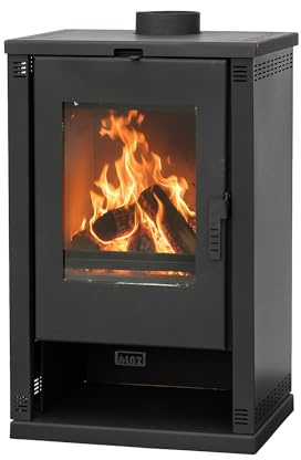 ALAZ Mouse K9-MAX Kaminofen 9 kW – Schwarz | Holzofen mit Schamott-Brennkammer & großem Sichtfenster | Für Holzscheite bis 50 cm | Verbessertes Griffdesign | Energieeffizienz A+