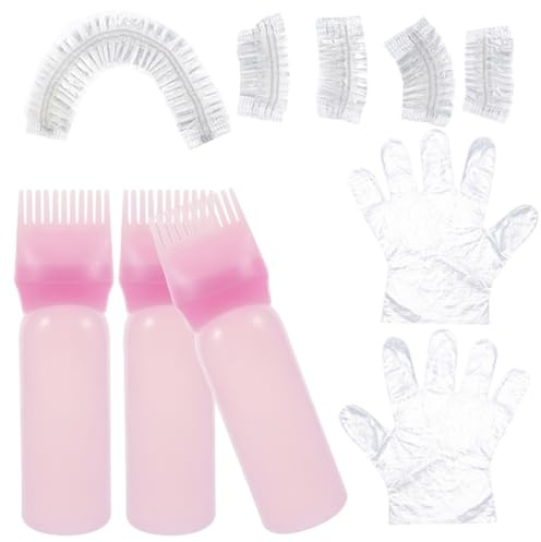 MAGICLULU Kit para Teñir el Cabello Portátil 1 Juego Guantes de Peluquería, Botella Aplicadora de Peine de Raíz y Accesorios, Color Rosa, Adecuado para Uso en Salones Casa, Kit Tinte Pelo