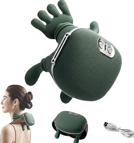 Massaggiatore Cervicale Elettrico con Impastamento Profondo, Riscaldamento Integrato, Massaggio Shiatsu per Collo e Spalle, Ricaricabile USB, Portatile per Casa e Ufficio