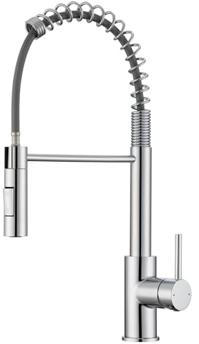 CECIPA Rubinetto Lavello Cucina Cromo, Miscelatore Cucina Con Doccetta Estraibile, Rubinetto Cucina Con Due Tipi Di Getto D'acqua, Miscelatore Lavello Cucina Ad Arco Alto, Acciaio Inossidabile