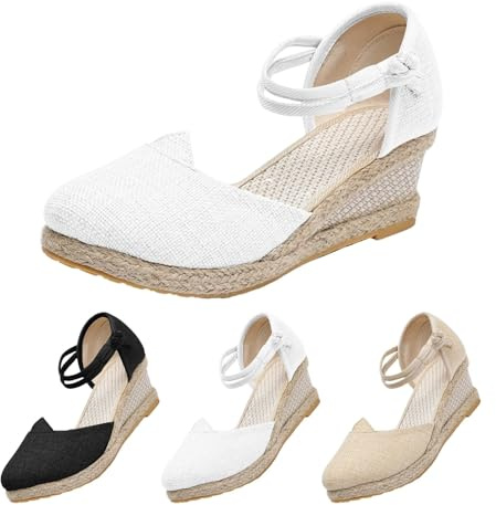 Espandrillos dam med kilklack sandaler dam klack stängd mössa sommarskor spänne sandaler examen platåsandaler eleganta damsandaler för resor, semester