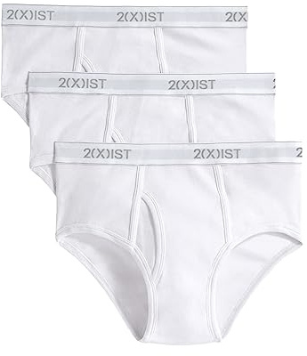 2(X)IST Lot de 3 Slips Invisibles en Coton Extensible pour Homme, Blanc Pur, 38 cm