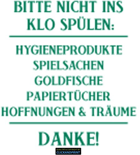 CLICKANDPRINT Aufkleber » Bitte Nicht ins Klo spülen:, 270x37,9cm, Grün • Wandtattoo/Wandaufkleber/Wandsticker/Wanddeko/Vinyl