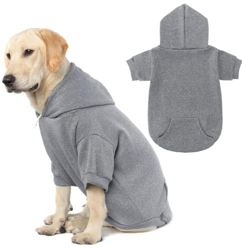 KOOLTAIL Basic Hunde-Kapuzenpullover – weicher und warmer Hunde-Kapuzenpullover mit Loch für die Leine und Tasche, Wintermantel für kaltes Wetter, für kleine, mittelgroße und große Hunde, Welpen,
