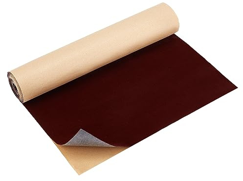 BENECREAT 40cmx3m Brown Self Adhesive Velvet Flocking Sheet Velvet Fabric Roll Drawer Liner for Jewelry Box Decoration 0.6mm Thickness