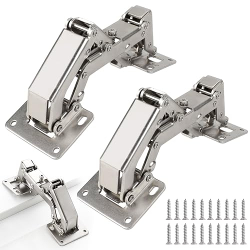2 Stück Aufschraubscharnier, 170 Grad Schrank Scharniere Küche Schrank Türscharniere mit 20 Schrauben, Schrankscharniere mit Pufferdämpfung, Scharniere Schranktür für Schrank Möbel Schranktür