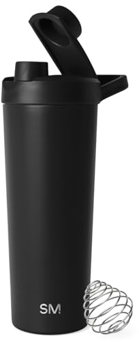 Simple Modern Shaker-Edelstahl-Flasche mit Ball | Metall-Isolierbecher für Proteinshakes, Shakes und Pre-Workout-Getränke | Rally | 710ml | Midnight Black