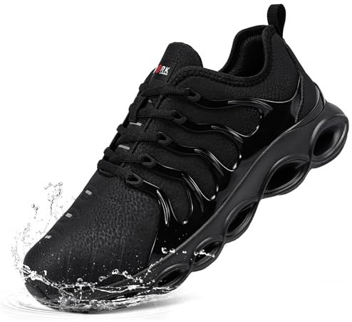 LARNMERN Scarpe Antinfortunistiche Uomo Impermeabile Ammorti Leggere Scarpe Antinfortunistica Scarpe da Lavoro con Punta in Acciaio Comodo Moda Anti-Spacca(Nero Macchiato Microfibra,41 EU)