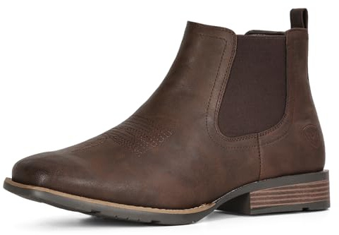 IUV Cowboy Boots For Men Ankle Boots Western Boot Casual Dress Slip On Chelsea Men Shoes, Khaki, 8 UK
