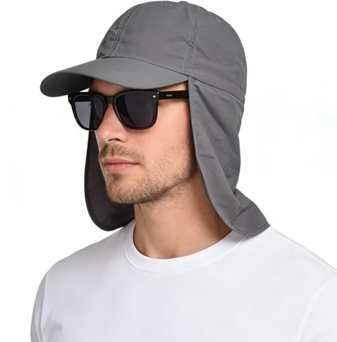 EINSKEY Sombrero de sol impermeable UPF 50+, gorra de béisbol unisex plegable con solapa para el cuello, para playa, golf, senderismo, pesca y correr